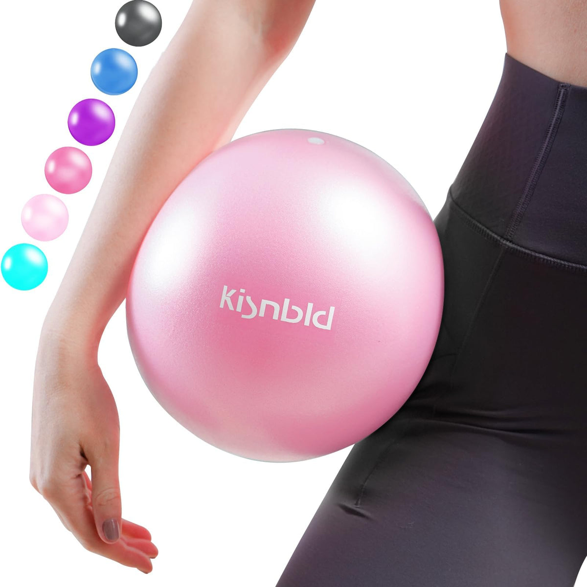 kisnbld Small Exercise Ball, 9 Inch Mini Pilates Ball, Anti Burst and Slip Resistant Mini Yoga Ball