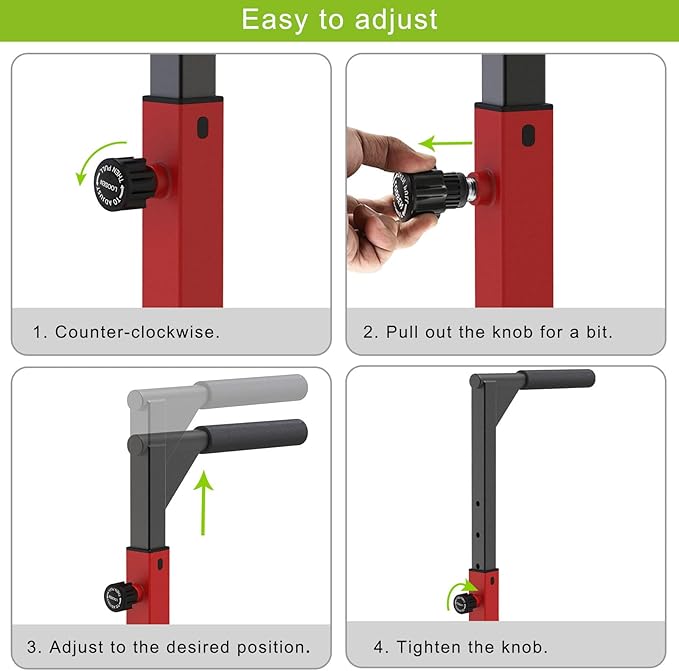 SELEWARE Heavy Duty Dip Bar, Adjustable Width & Height Dip Station Home Gym Fitness Equipment