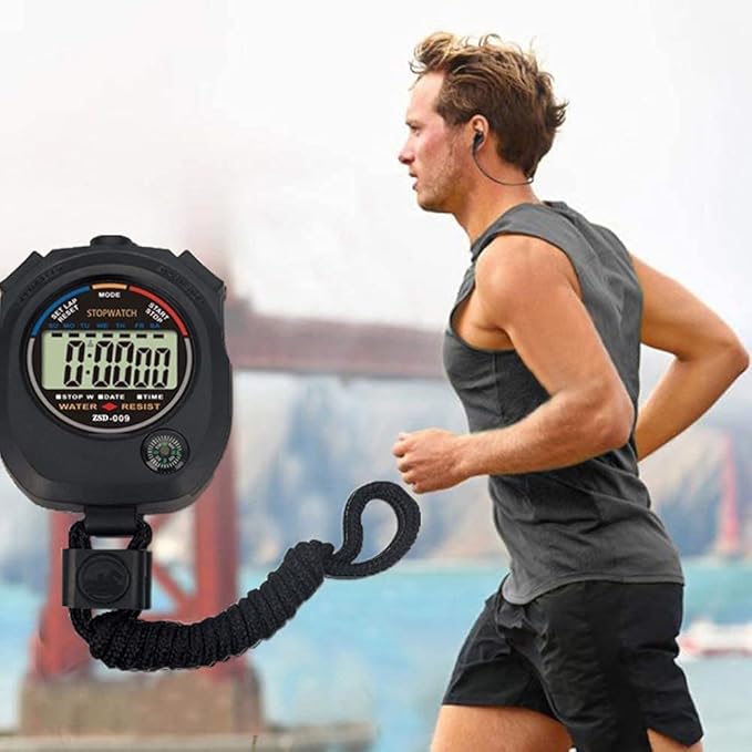 Multi-Function Electronic Digital Sport Stopwatch Timer, Large Display with Date Time and Alarm