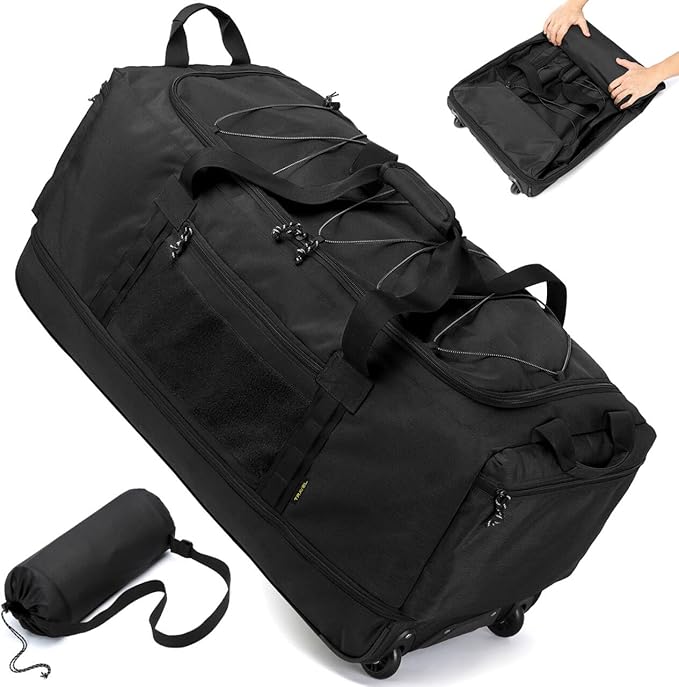 Laripwit Collapsible Duffle Bag with Wheels 130-170L Extra Large Expandable Travel Duffel Bag for