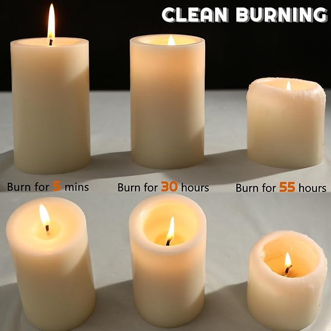 Pillar Candles White, Unscented Pillar Candles Bulk, 2.8x6 inch | 75 Hours Burning | Set of 6