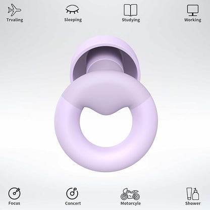 Ear Plugs for Sleeping, 2 Pairs of Reusable Earplugs for Noise Reduction 25dB-30dB with 8 Ear Tips