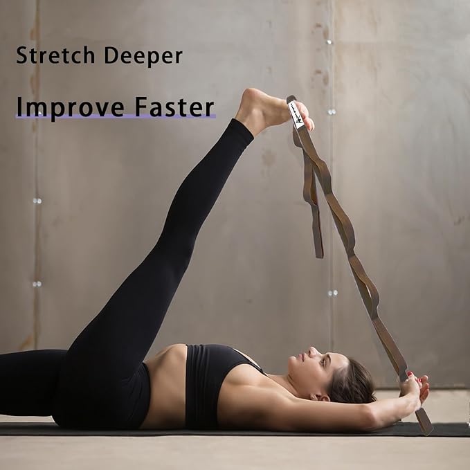 Stretching Strap Yoga Strap with Loops, Stretch Straps for Physical Therapy, Non-Elastic Exercise
