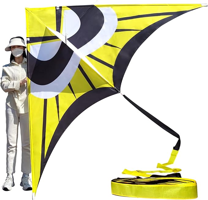 Delta Kite for Kids & Adults - Easy to Fly Large Single Line Beach Kite with 300ft String Handle