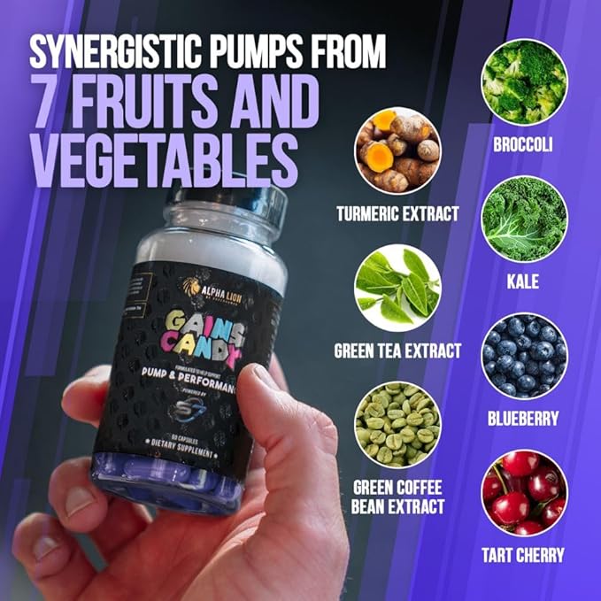 ALPHA LION Gains Candy, Supplement Pills for Muscle Pump & Blood Flow, Nitric Oxide Booster