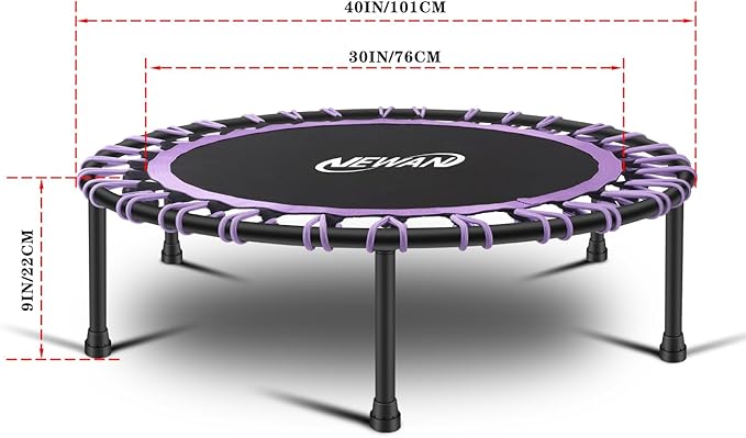 Newan 40"-48" Silent Mini Trampoline Fitness Trampoline Bungee Rebounder Jumping Cardio Trainer