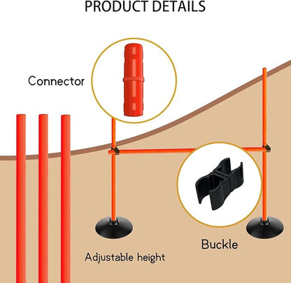 Orange Adjustable Height Agility Hurdle Set Multi-Function Soccer Trainning Pole Set Coaching