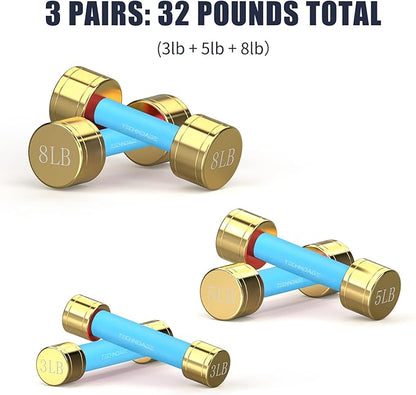 TECHNOAGE Round Dumbbell Sets with Steel Handle, Odorless Neoprene rubber Handle Cover