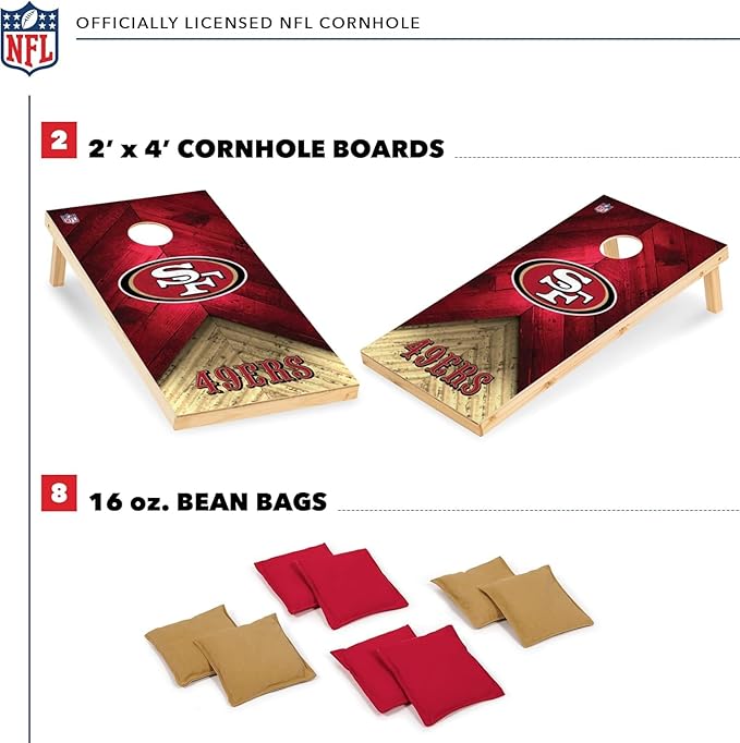 NFL Football 2' x 4' Regulation Size Solid Wood Cornhole Set with Direct Print HD Team Graphics