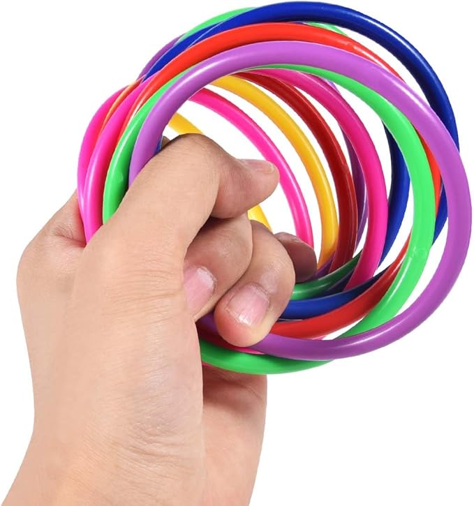 OBTANIM 24 Pcs Plastic 3 Inch Ring Toss Game for Kids and Outdoor Toss Rings for Speed and Agility