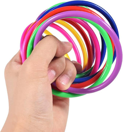 OBTANIM 12 Pcs Plastic 3 Inch Ring Toss Game for Kids and Outdoor Toss Rings for Speed and Agility