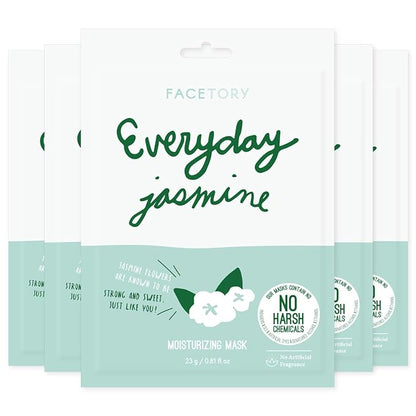 FACETORY K Beauty Face Mask Skin Care - Everyday JASMINE Moisturizing Sheet Mask | Plant-Based with