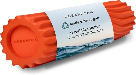 Oceanfoam Ripple Travel Foam Roller (11" x 3.35") Firm Mini Foam Roller for Physical Therapy, Deep