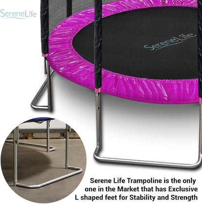 SereneLife 10ft Outdoor Trampoline with Safety Net Enclosure - Large Backyard Trampoline for Kids
