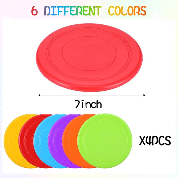 24pcs Flying Disc 7 Inch Silicone Flying Disks Bulk for Dog Outdoor Backyard Lawn School Teaching