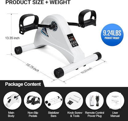 Motorized Mini Exercise Bike Pedal Exerciser for Seniors Rehab Training, LUBBYGIM Electric Under