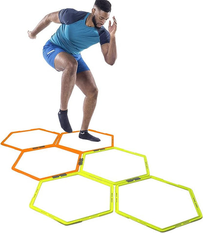 Hex Agility Rings for Speed Training & Agility Footwork Training Speed Hurdles Ladder with Carrying
