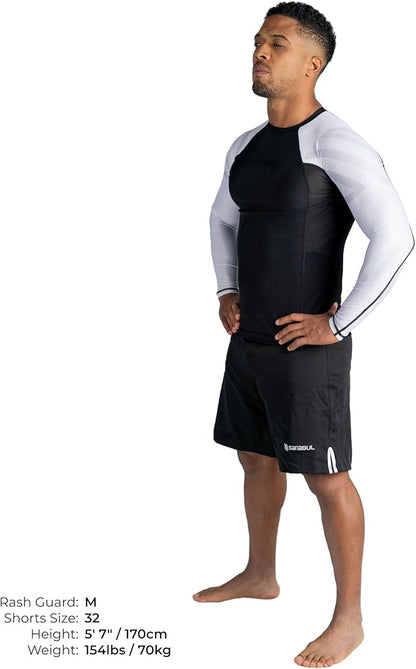 Sanabul Essential Long Sleeve Compression Training Rash Guard for MMA BJJ Wrestling Grappling and
