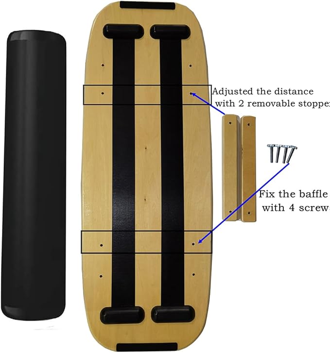 Balance Board Surf Trainer with Adjustable Stoppers - 2 Different Distance Options Balance Board