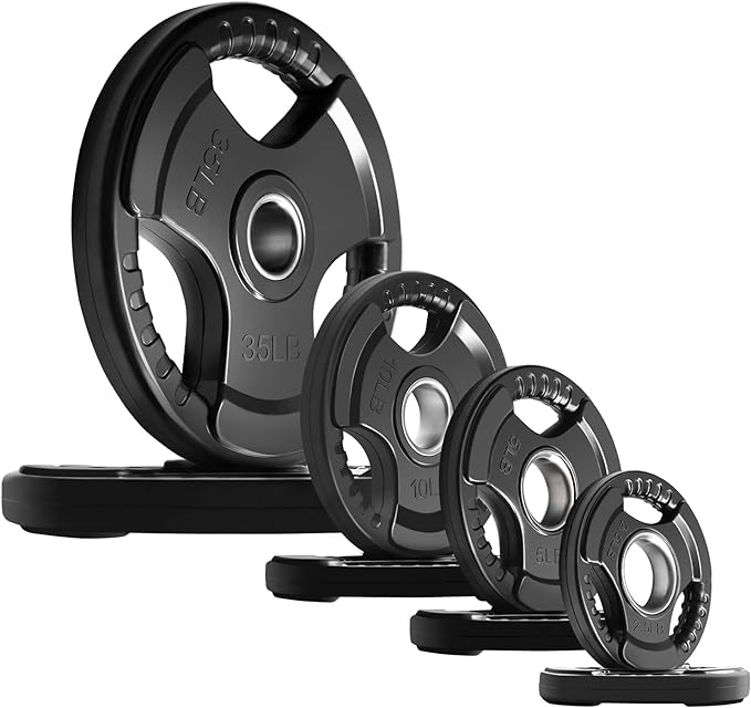 RitFit Olympic Rubber Grip Plates for Barbell, 2-Inch Weight Plates for Weightlifting and Strength