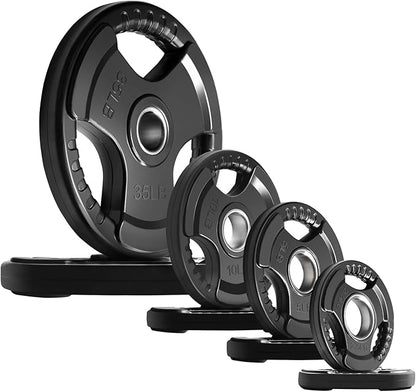 RitFit Olympic Rubber Grip Plates for Barbell, 2-Inch Weight Plates for Weightlifting and Strength