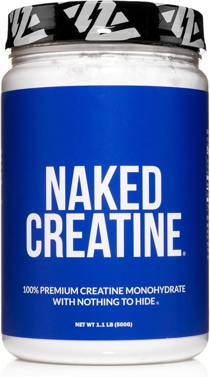NAKED Pure Micronized Creatine Monohydrate Powder - Unflavored, 500g, 1.1lb Bulk - Vegan, Non-GMO