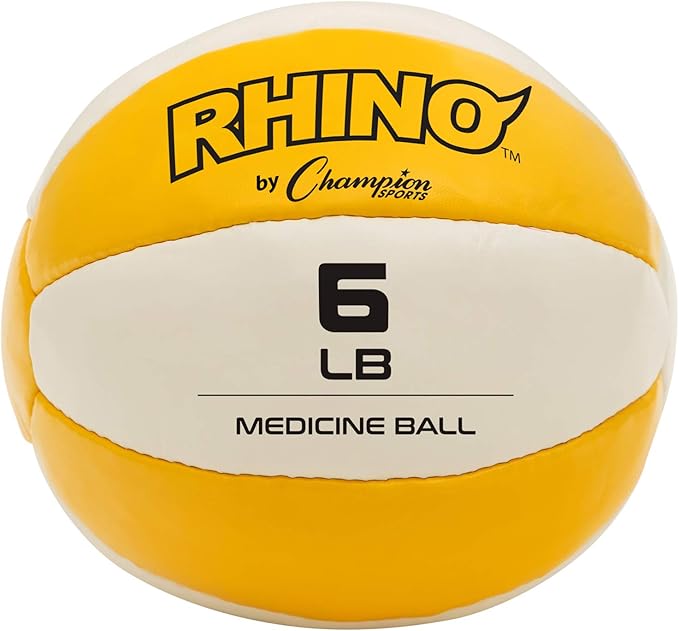 Champion Sports Exercise Medicine Balls, Leather with No-Slip Grip - Weighted Med Ball Set for