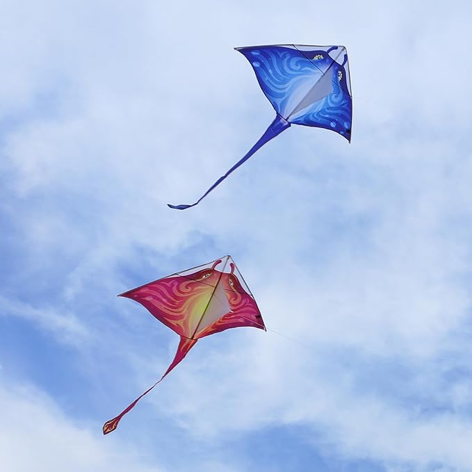 Mint's Colorful Life Devil Fish Kite for Kids and Adults，Easy to Fly Delta Kites Single Line Large