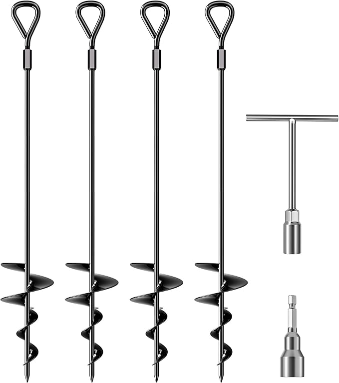 Phopich 18''/30" Long Ground Anchor, Heavy Duty Earth Anchors Ground Anchors Screw in Kit with