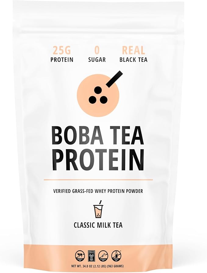 Boba Tea Protein Classic Milk Tea | 25g Grass-Fed Whey Protein Isolate Powder | Gluten-Free &