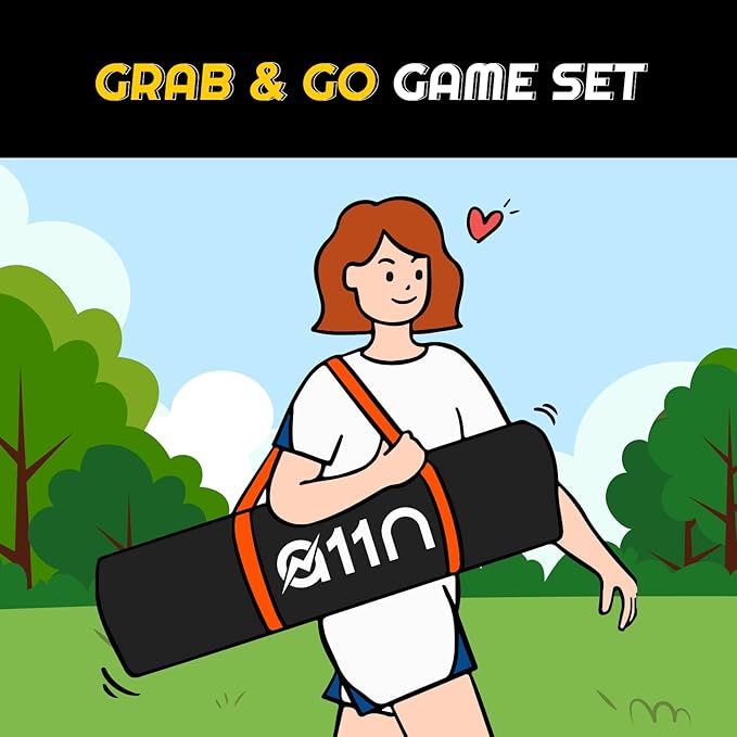 A11N Outdoor Volleyball and Badminton Combo Set - Includes Adjustable Height Anti-Sag Net
