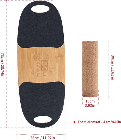XCMAN Balance Board Surf Trainer with Adjustable Stoppers - 3 Different Distance Options Bamboo