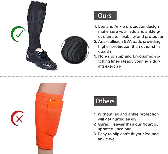 Soccer Shin Guards, Soccer Protective Gear with Calf and Ankle Pads, Shin Guard Pads for Youth and