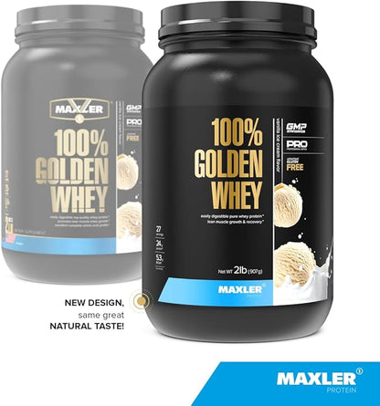 Maxler 100% Golden Whey Protein - 24g of Protein per Serving - Premium Whey Protein Powder for Pre