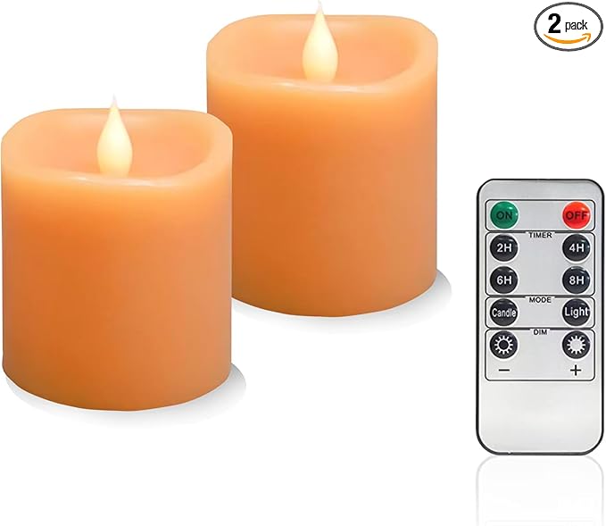 Fall Flameless LED Candles 3 inch Diameter Real Wax 2AA Battery Operated 600hr+ Flickering Candles