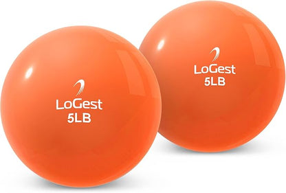 Logest Weighted Toning Exercise Balls Pair - Round Shape Medicine Ball - 1LB 2LB 3LB 4LB 5LB 6LB