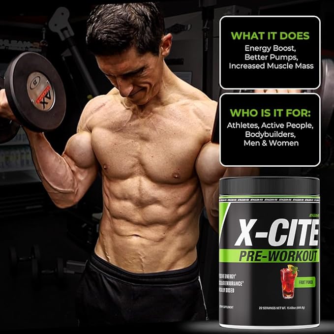 X-CITE Pre-Workout by ATHLEAN-X - Enhanced Formula with Beta-Alanine, Creatine & Caffeine for