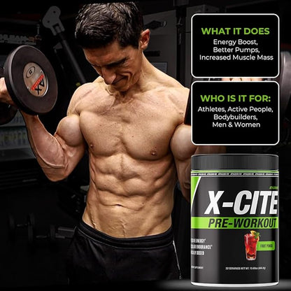 X-CITE Pre-Workout by ATHLEAN-X - Enhanced Formula with Beta-Alanine, Creatine & Caffeine for