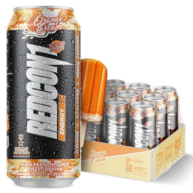REDCON1 Energy High Performance Drink, Orange Cream - Zero Sugar Energy Drink with Alpha GPC