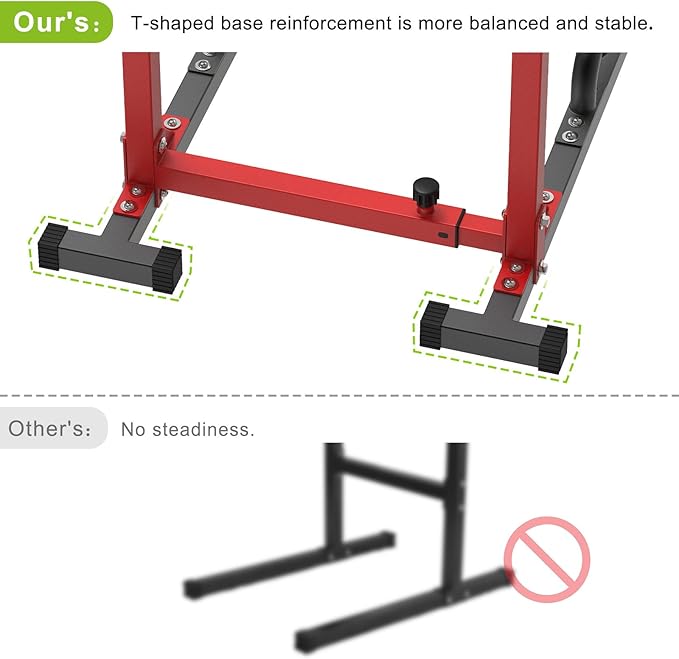 SELEWARE Heavy Duty Dip Bar, Adjustable Width & Height Dip Station Home Gym Fitness Equipment
