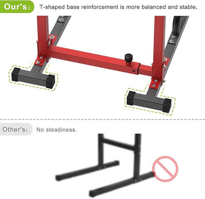 SELEWARE Heavy Duty Dip Bar, Adjustable Width & Height Dip Station Home Gym Fitness Equipment