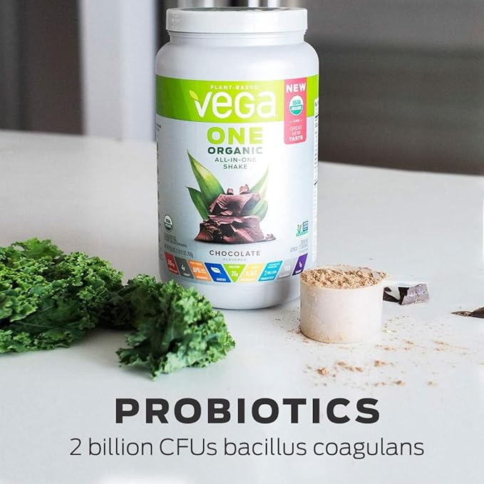 Vega Organic All-in-One Vegan Protein Powder, Chocolate - Superfood Ingredients, Vitamins for
