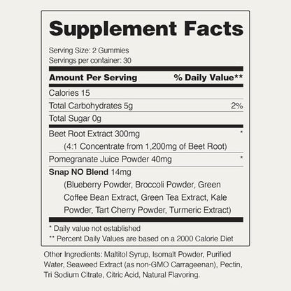 Snap Supplements Beet Root Gummies, Nitric Oxide Supplement with Organic Beets, Vitamins