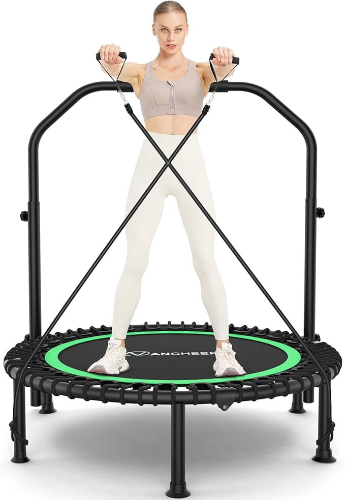 ANCHEER 40" Foldable Mini Trampoline,Max Load 450lbs/550lbs Indoor Trampoline,with 4 Level