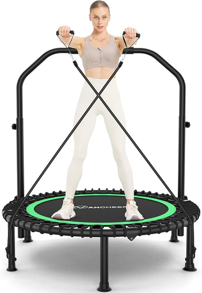 ANCHEER 40" Foldable Mini Trampoline,Max Load 450lbs/550lbs Indoor Trampoline,with 4 Level
