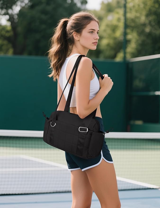 VUUDH Puffy Mini Gym Bag for Women, Carry On Multi-Pocket Water-Resistant Duffel, Lightweight