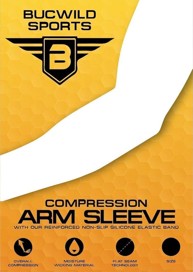 Bucwild Sports Compression Arm Sleeve - Youth & Adult Sizes - Baseball Football Basketball Sports