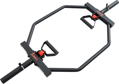 Sunny Health & Fitness Strength Training Olympic Hex Bar Barbell, High Load Capacity, Swivel