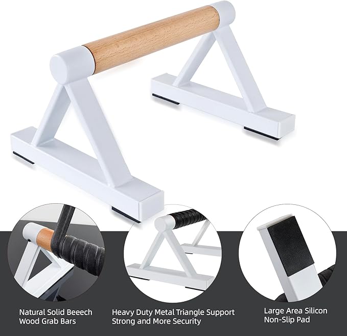 1 Pair Wooden Parallettes Push Up Bars for Men, Strength Training Pushup Stands Handles for Home