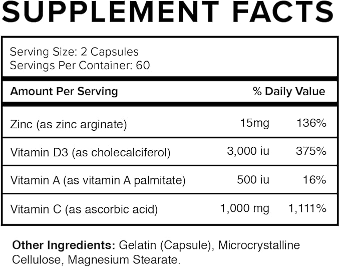 Immune Up High-Absorption Vitamin C, D3, A + Zinc | Immune Support | Improve Cellular Health |